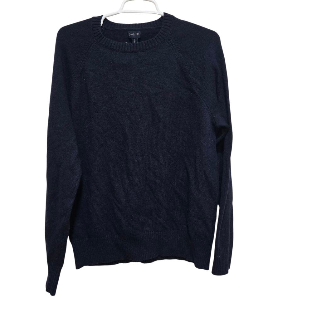 J Crew Factory Navy Wool Blend Crew Neck Sweater Size Large